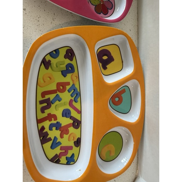 Set of 4 Kids Divided Food Plates/Trays Animals Alphabet ~ Fox/Bear/Owl - New‎ - Picture 3 of 10